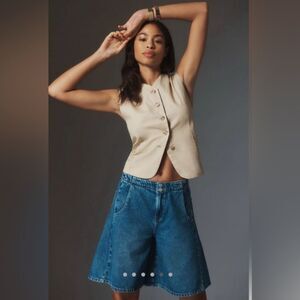 NWT Pilcro Anthropologie Mid rise Culottes Shorts Size 29 Darkwash Wide leg